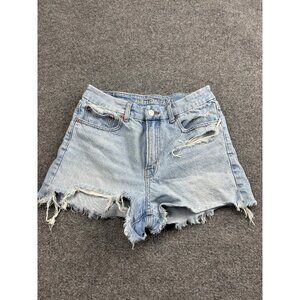 American Eagle Shorts Womens 4 Light Wash Curvy 90s Boyfriend Strigid Distressed